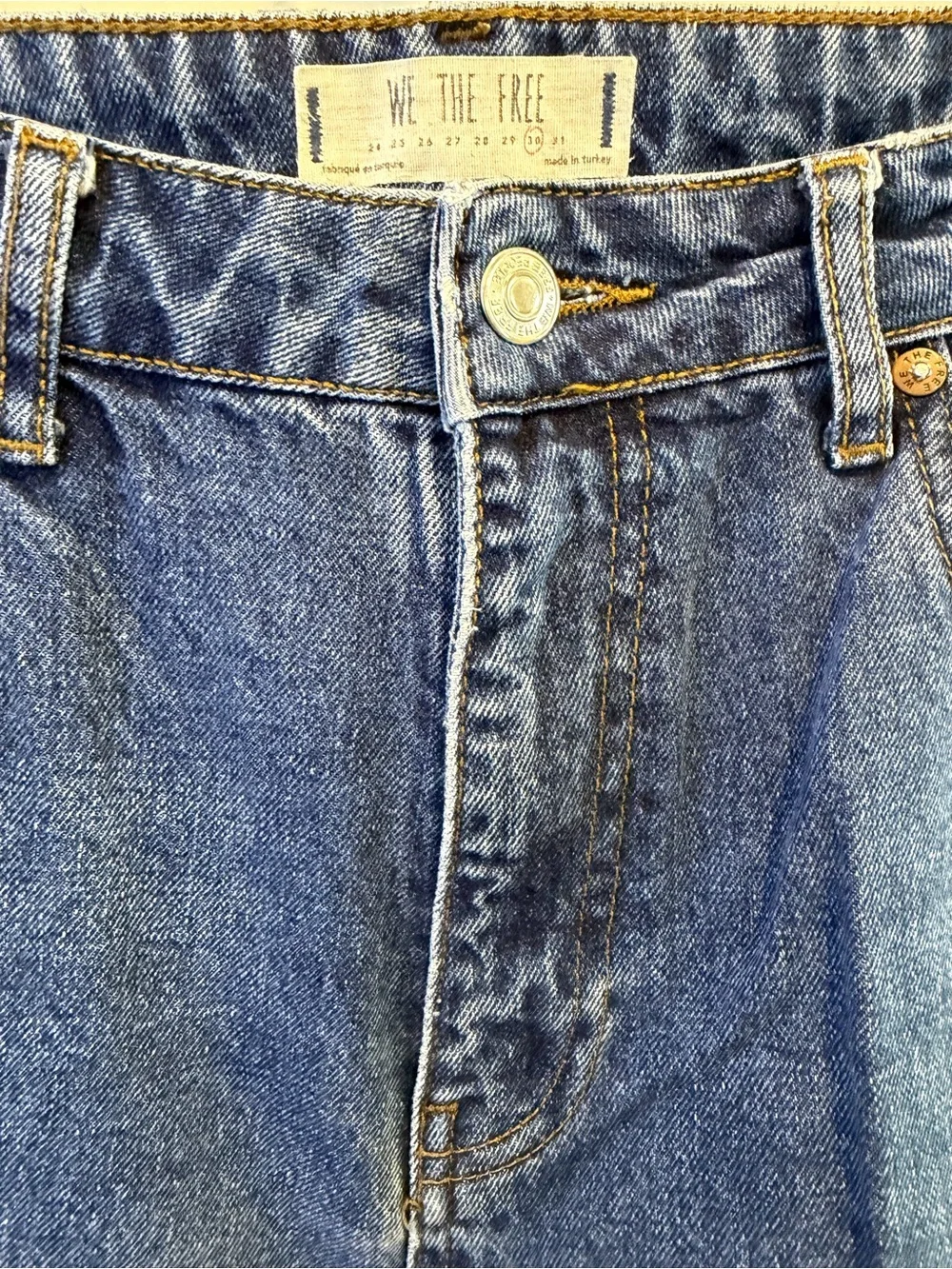 Free People We The Free High Rise Straight Leg Indigo Denim Jeans 100% Cotton